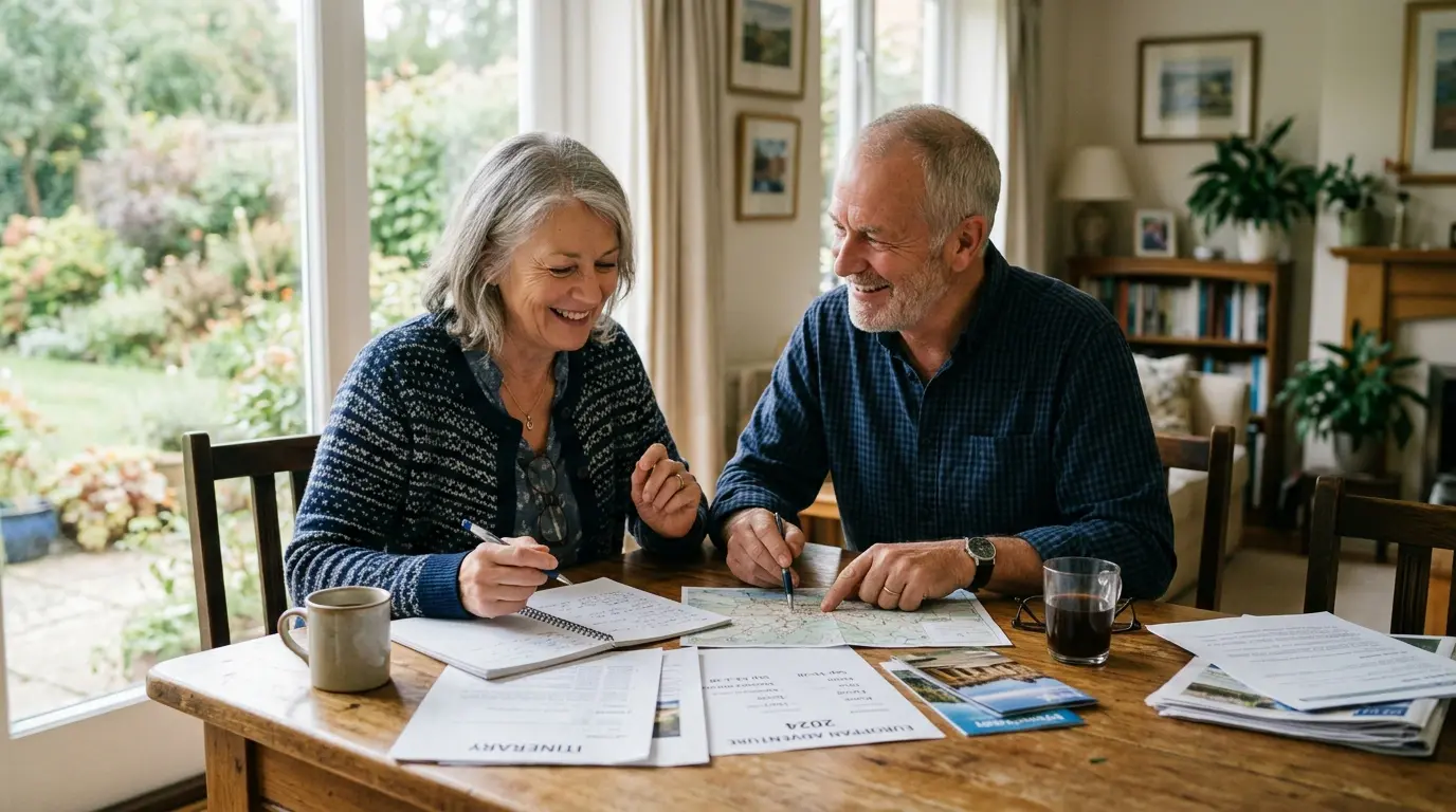 Couple serein discutant de projets