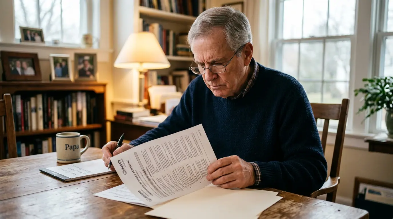 Homme lisant un contrat